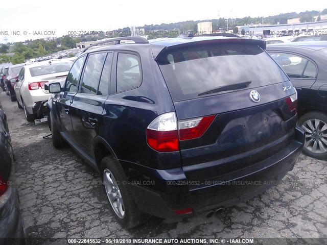 WBXPC93458WJ14628 - 2008 BMW X3 3.0SI BLUE photo 3