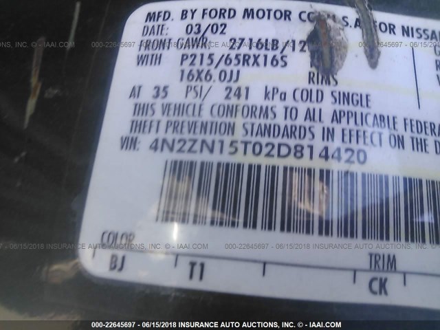 4N2ZN15T02D814420 - 2002 NISSAN QUEST GXE GREEN photo 9