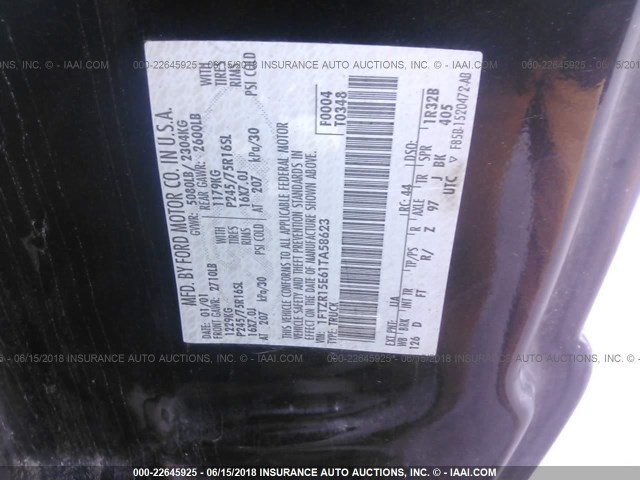 1FTZR15E61TA58623 - 2001 FORD RANGER SUPER CAB BLACK photo 9