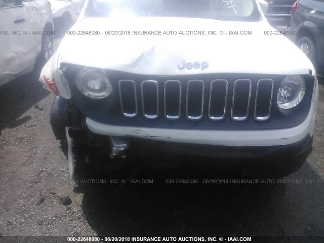 ZACCJABT2GPC50075 - 2016 JEEP RENEGADE LATITUDE WHITE photo 6