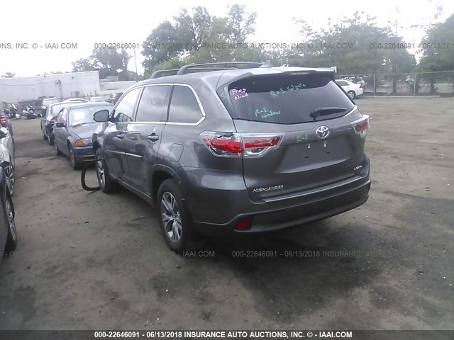 5TDBKRFH3GS292819 - 2016 TOYOTA HIGHLANDER LE/LE PLUS GRAY photo 3