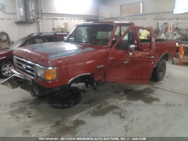 2FTHF25Y6MCA34793 - 1991 FORD F250 RED photo 2