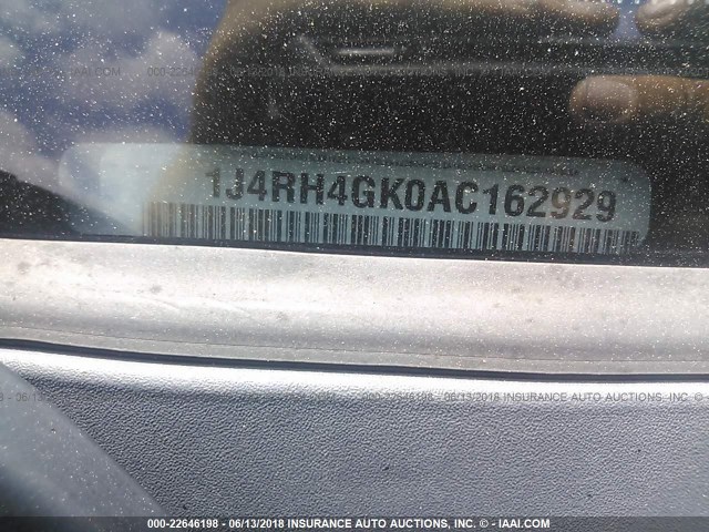 1J4RH4GK0AC162929 - 2010 JEEP COMMANDER SPORT ვერცხლისფერი ფოტო 9