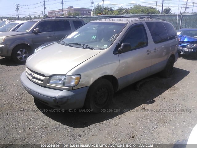 4T3ZF13CXYU189605 - 2000 TOYOTA SIENNA LE/XLE BEIGE photo 2