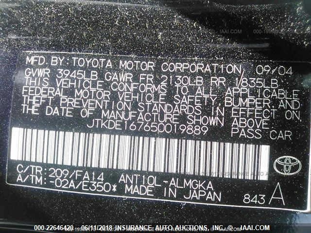 JTKDE167650019889 - 2005 TOYOTA SCION TC 黑色 照片 9