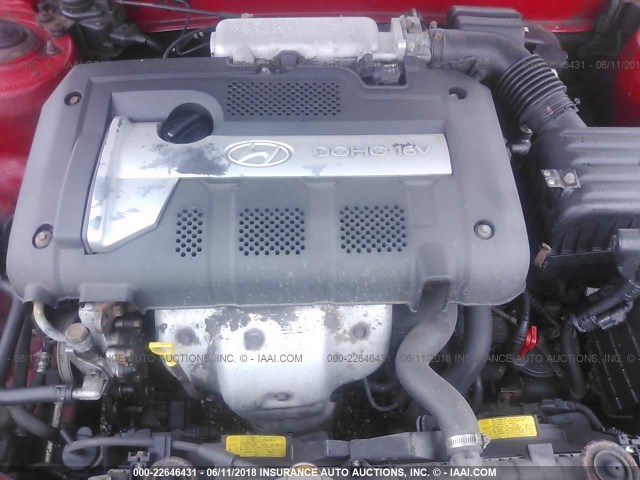 KMHDN45DX3U698938 - 2003 HYUNDAI ELANTRA GLS/GT RED photo 10