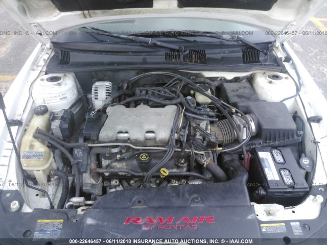 1G2NW52E62M611001 - 2002 PONTIAC GRAND AM GT WHITE photo 10