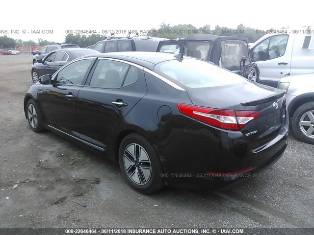 KNAGM4AD1B5002824 - 2011 KIA OPTIMA HYBRID BLACK photo 3