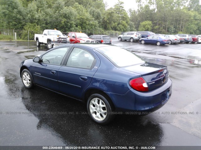 1B3ES46C8YD838260 - 2000 DODGE NEON ES BLUE photo 3