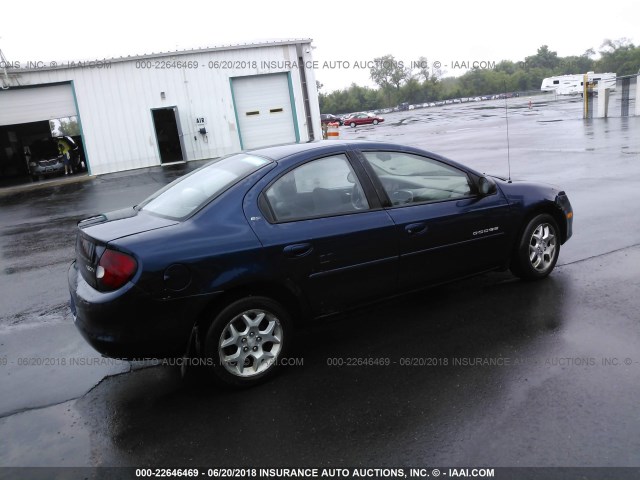 1B3ES46C8YD838260 - 2000 DODGE NEON ES BLUE photo 4