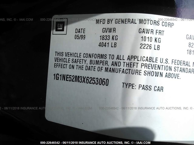 1G1NE52M3X6253060 - 1999 CHEVROLET MALIBU LS 紫色 照片 9