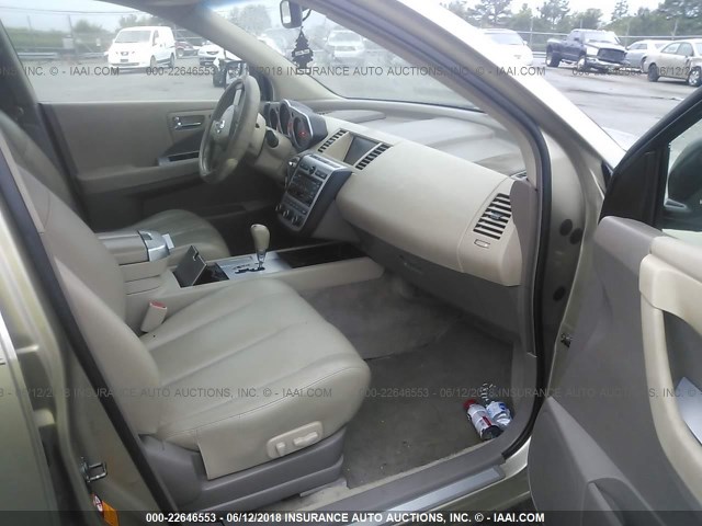 JN8AZ08W76W522458 - 2006 NISSAN MURANO SL/SE/S GOLD photo 5