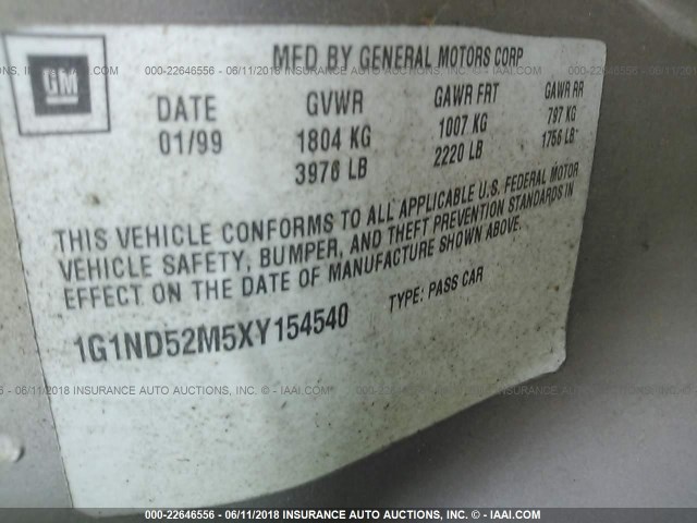 1G1NE52J2Y6136299 - 2000 CHEVROLET MALIBU LS 金色 照片 9