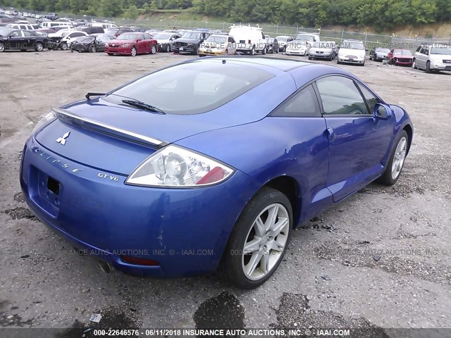 4A3AK34T96E013309 - 2006 MITSUBISHI ECLIPSE GT BLUE photo 4