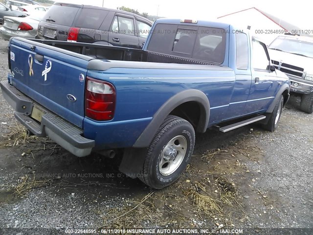 1FTZR15E61TA35777 - 2001 FORD RANGER SUPER CAB BLUE photo 4