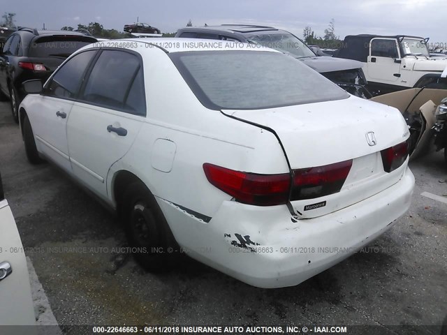 1HGCM56195A134054 - 2005 HONDA ACCORD DX WHITE photo 3