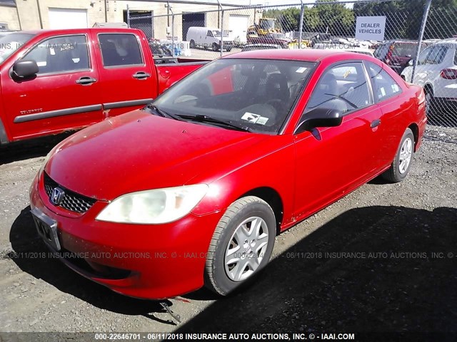 1HGEM211X4L013910 - 2004 HONDA CIVIC DX VP RED photo 2