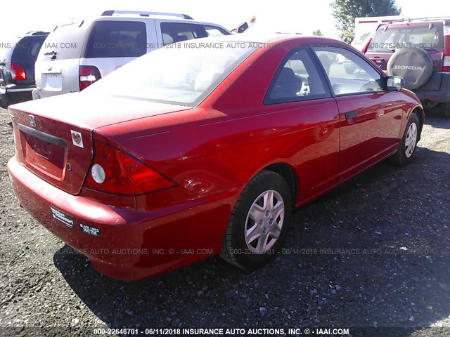 1HGEM211X4L013910 - 2004 HONDA CIVIC DX VP RED photo 4