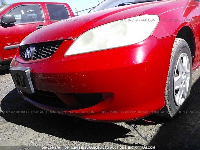 1HGEM211X4L013910 - 2004 HONDA CIVIC DX VP RED photo 6