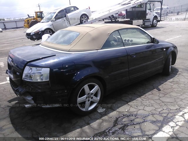 WAUAT48H03K027444 - 2003 AUDI A4 3.0 CABRIOLET BLUE photo 4