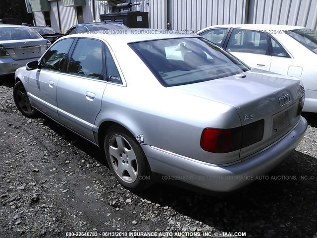 WAUFL54D4YN001479 - 2000 AUDI A8 QUATTRO SILVER photo 3