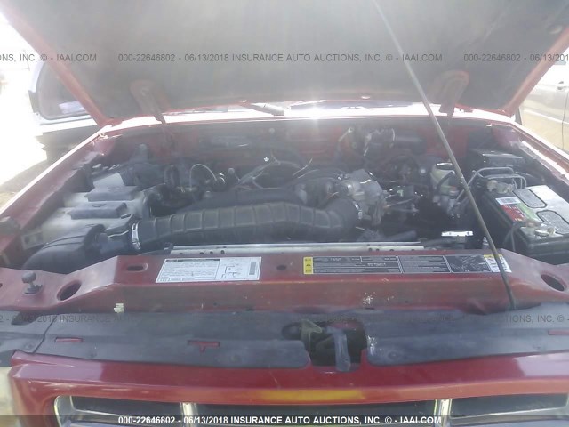 1FTYR14U01PA86835 - 2001 FORD RANGER SUPER CAB RED photo 10