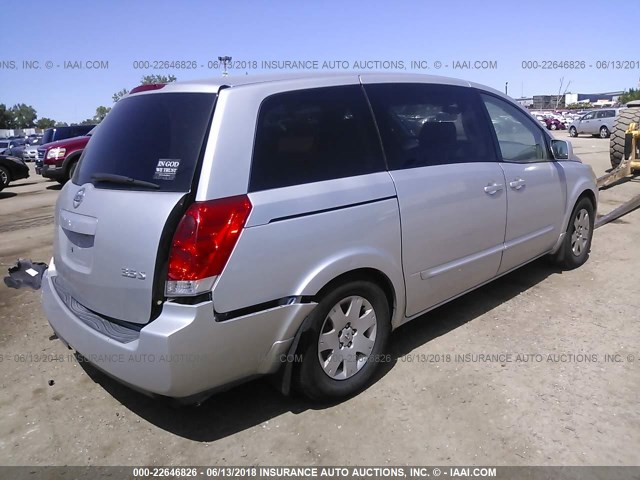 5N1BV28U54N324546 - 2004 NISSAN QUEST S/SE/SL SILVER photo 4