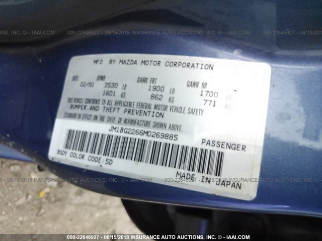 JM1BG2266M0269885 - 1991 MAZDA PROTEGE LX BLUE photo 9