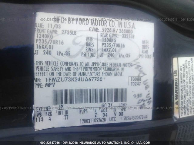 1FMZU62K84UA12985 - 2004 FORD EXPLORER XLS/XLS SPORT Dark Blue photo 9