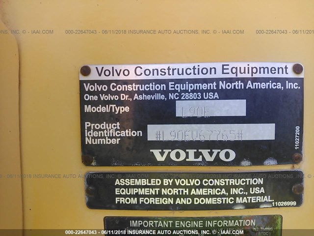 VML90E67765 - 2003 VOLVO L90E YELLOW photo 9