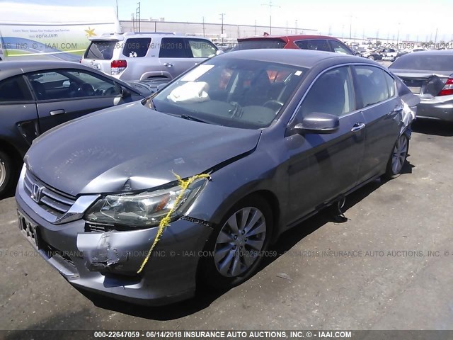 1HGCR2F8XEA015328 - 2014 HONDA ACCORD EXL GRAY photo 2