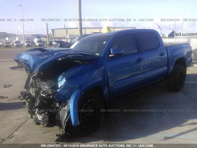 5TFAZ5CN5GX011527 - 2016 TOYOTA TACOMA DBL CAB/SR5/TRD SPORT/OR BLUE photo 2