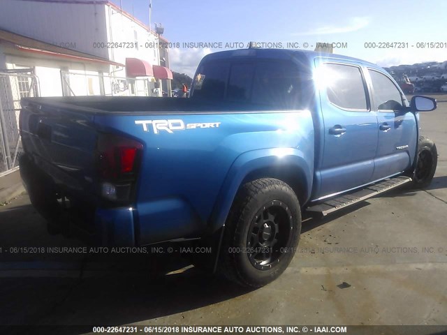 5TFAZ5CN5GX011527 - 2016 TOYOTA TACOMA DBL CAB/SR5/TRD SPORT/OR BLUE photo 4