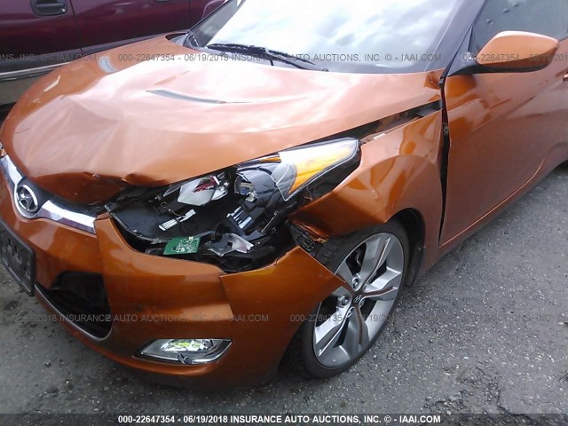 KMHTC6AD1CU031372 - 2012 HYUNDAI VELOSTER ORANGE photo 6