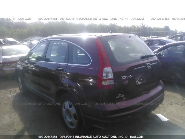 5J6RE3H3XBL060341 - 2011 HONDA CR-V LX BURGUNDY photo 3