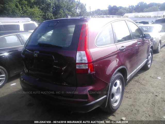 5J6RE3H3XBL060341 - 2011 HONDA CR-V LX BURGUNDY photo 4