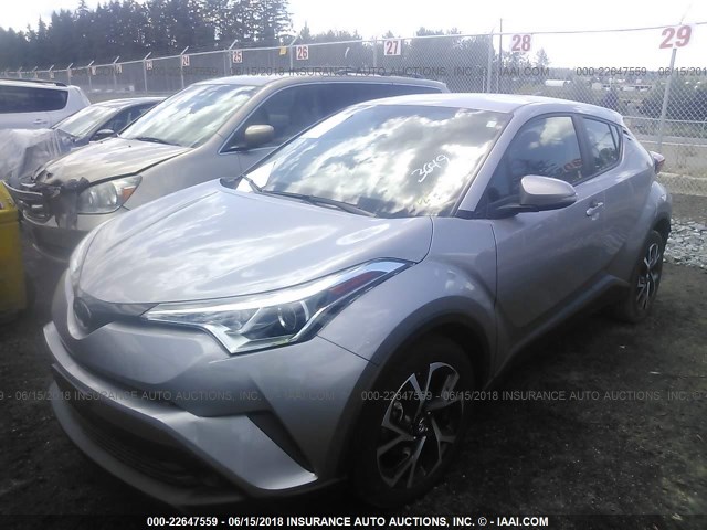 NMTKHMBX2JR023649 - 2018 TOYOTA C-HR XLE/XLE PREMIUM SILVER photo 2