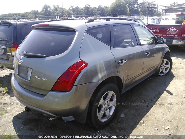 JN8AZ08WX4W315172 - 2004 NISSAN MURANO SL/SE SILVER photo 4