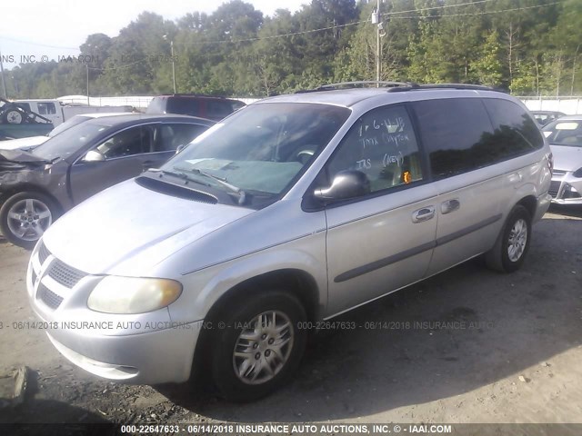 2B4GP44332R743151 - 2002 DODGE GRAND CARAVAN SPORT SILVER photo 2