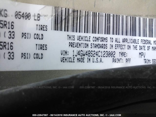 1J4GW48S24C123002 - 2004 JEEP GRAND CHEROKEE LAREDO/COLUMBIA/FREEDOM 棕色 照片 9