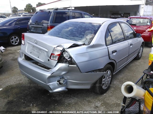 2HGES163X4H635804 - 2004 HONDA CIVIC DX VP ვერცხლისფერი ფოტო 4