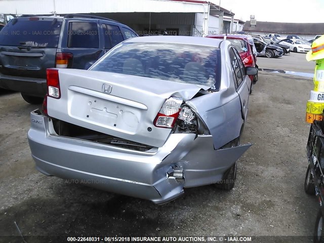 2HGES163X4H635804 - 2004 HONDA CIVIC DX VP ვერცხლისფერი ფოტო 6