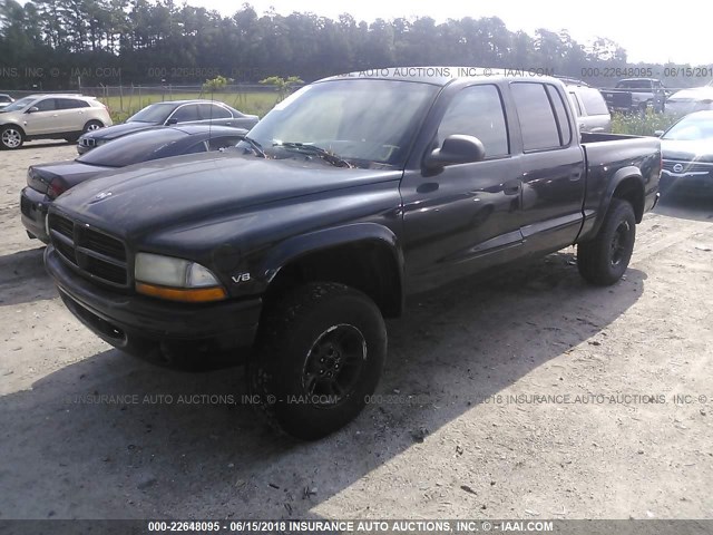 1B7HG2AZ0YS777205 - 2000 DODGE DAKOTA QUAD BLACK photo 2