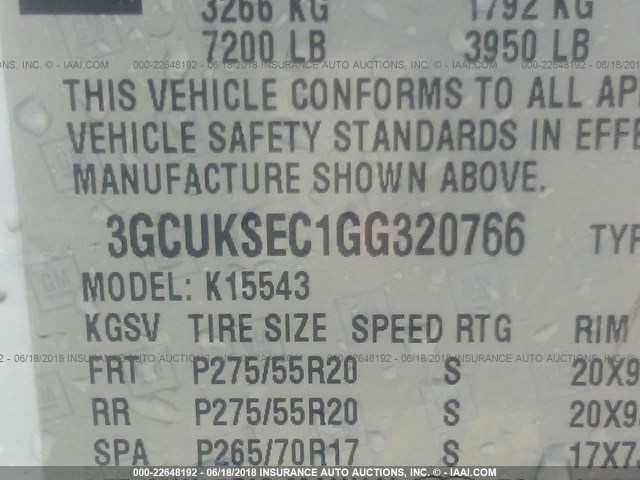 3GCUKSEC1GG320766 - 2016 CHEVROLET SILVERADO K1500 LTZ WHITE photo 9