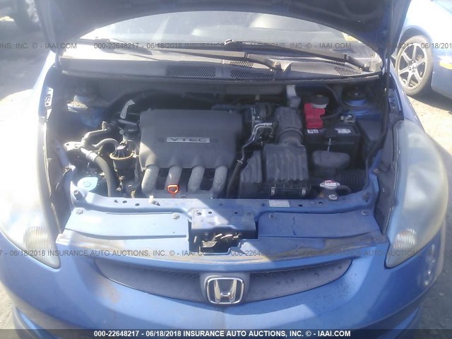 JHMGD37657S059928 - 2007 HONDA FIT S BLUE photo 10