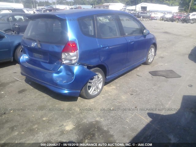 JHMGD37657S059928 - 2007 HONDA FIT S BLUE photo 4