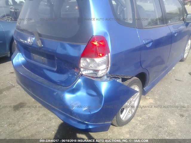 JHMGD37657S059928 - 2007 HONDA FIT S BLUE photo 6