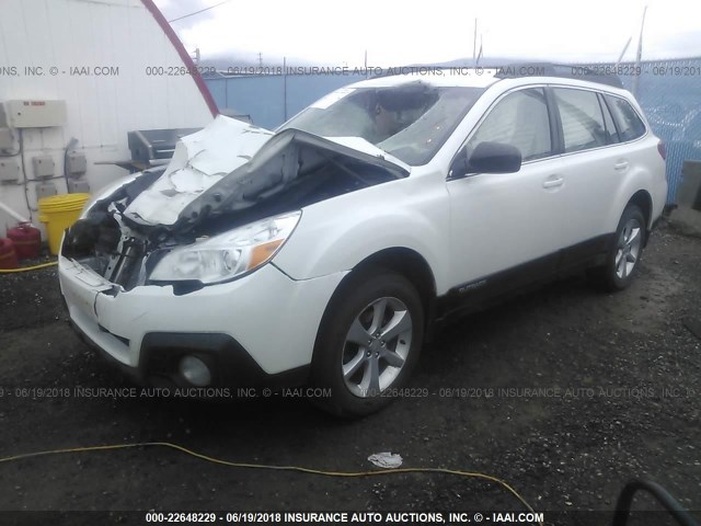 4S4BRBAC1E3286977 - 2014 SUBARU OUTBACK 2.5I WHITE photo 2