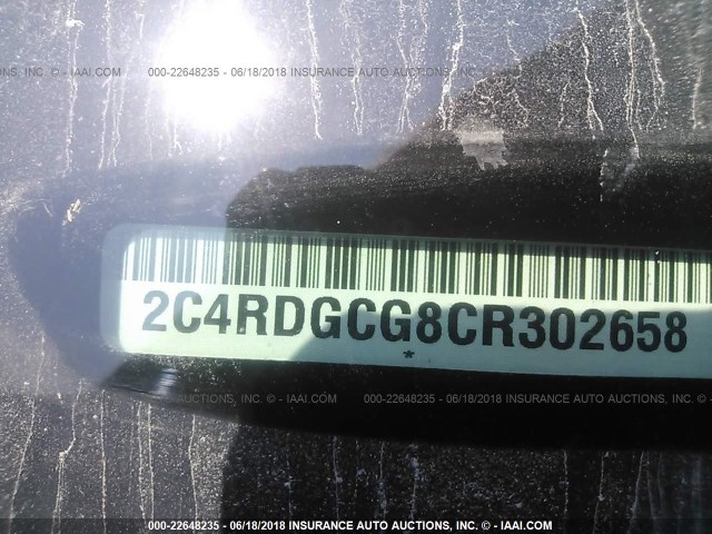 2C4RDGCG8CR302658 - 2012 DODGE GRAND CARAVAN SXT BLACK photo 9