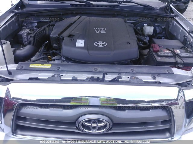 3TMJU4GNXAM107248 - 2010 TOYOTA TACOMA DOUBLE CAB PRERUNNER SILVER photo 10